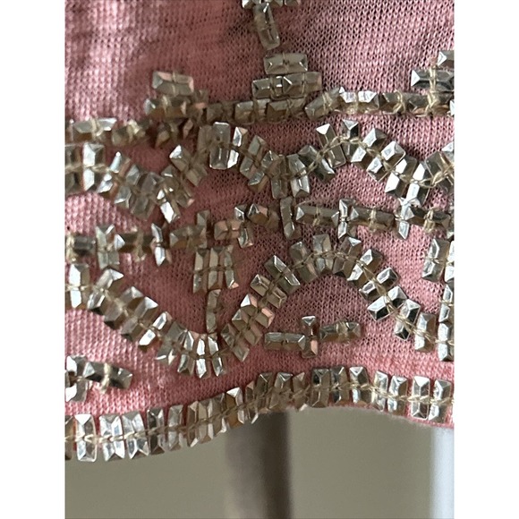 Calypso Saint Barth Linen knit Embroidered Stud Short Sleeve Top coral Size XS - Picture 8 of 15